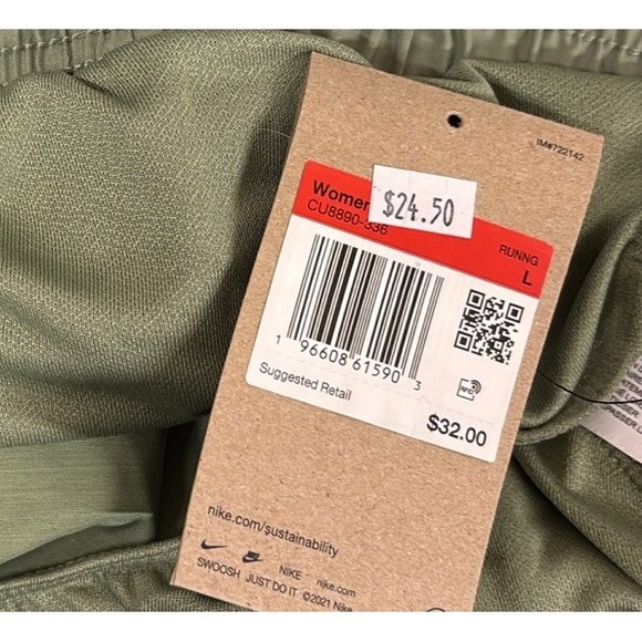 Nike Dri Fit Shorts Womens Large Green Color Block Tempo Brief Lined Active Wear - Picture 15 of 15